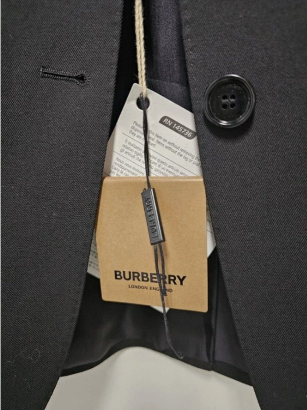BURBERRY Size 2 US Authentic Black Blazer With Twill Silk Patches NWT - Picture 3 of 8